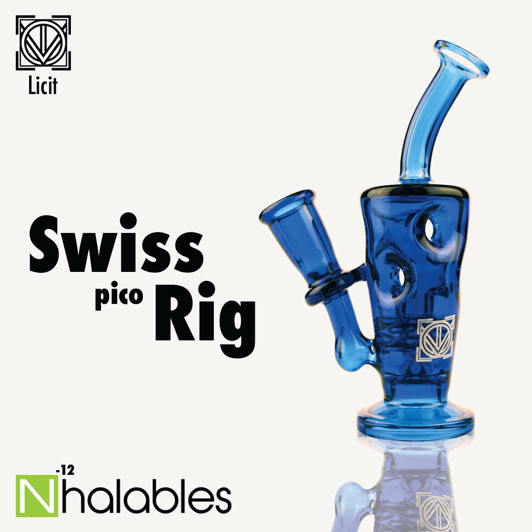 Nhalables Social Post showing a Licit Glass (Virginia, USA) Cobalt Colored Swiss Pico Rig