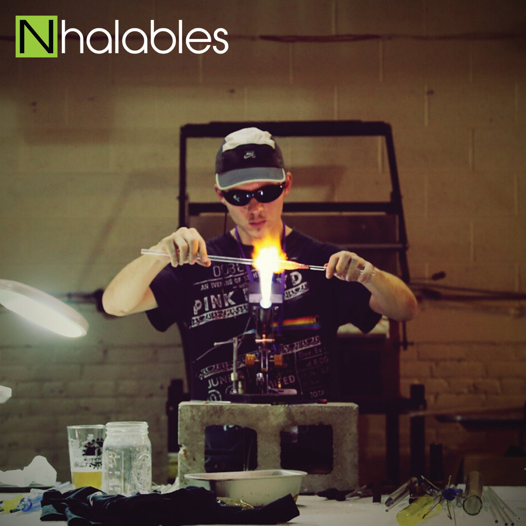 Nhalables Social Post showing Aric Bovie Doing his demo at the Michigan Glass Project 2016 in Detroit Michigan 